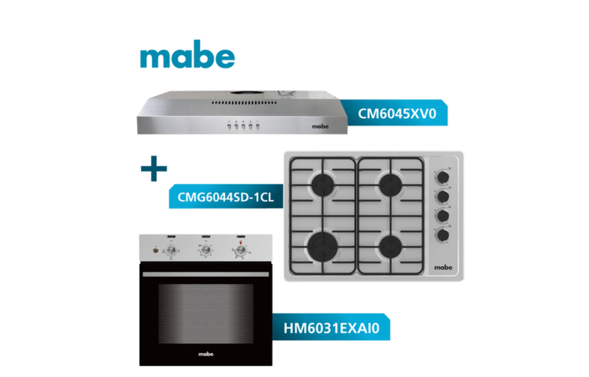 Kit Campana Extractora CM6045XV0 +Encimera a Gas CMG6044SD-1CL +Horno Eléctrico HM6031EXAI0 Mabe